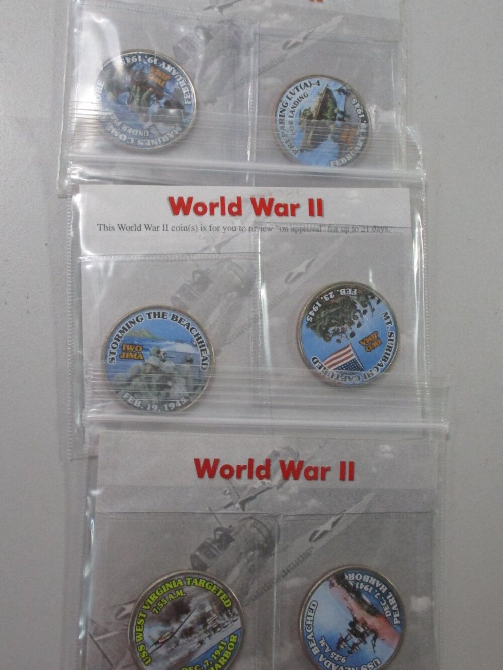 Bundle Lot of 3 Kennedy Half Dollar WWII Commemorative Colorized Coin Collection